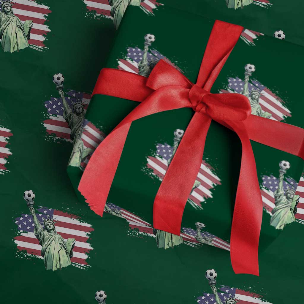 Statue Of Liberty Soccer Lover Wrapping Paper Roll New Yorker Fan Gift TS12 Green Print Your Wear