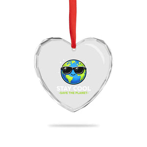 Stay Cool Save The Planet Eco-Friendly Earth Day Heart Crystal Glass Ornament Cute Cartoon Globe with Sunglasses for Environmental Awareness TS02 Print Your Wear