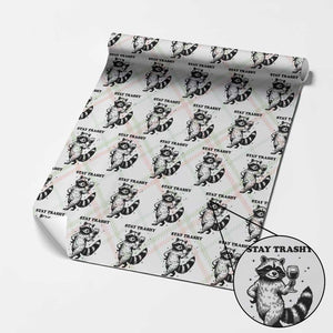 Stay Trashy Raccoon Wrapping Paper Roll Funny Raccoon Drinking Wine Meme TS14 Christmas Plaid Print Your Wear