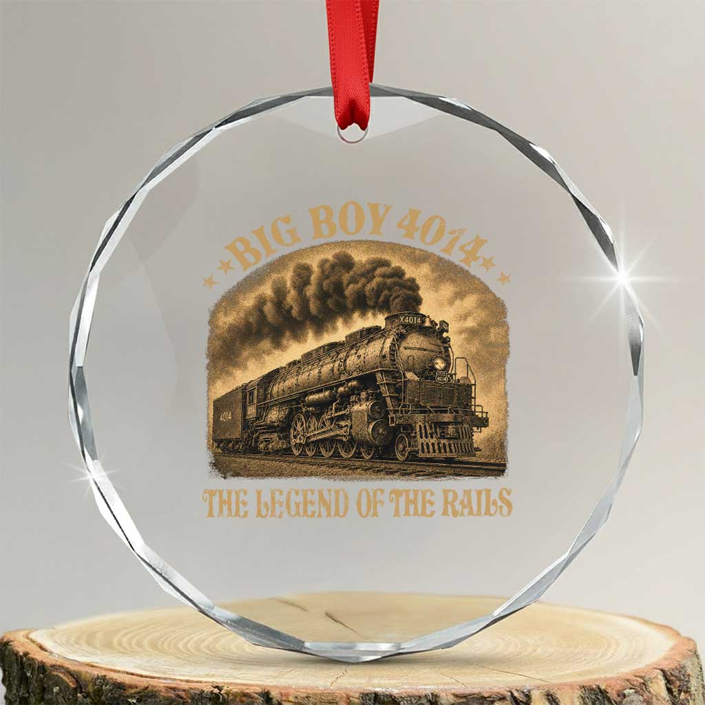 Steam Locomotive Legend of The Rails Train Crystal Glass Ornament TS11 Transparent Glass 3'' Circle Print Your Wear