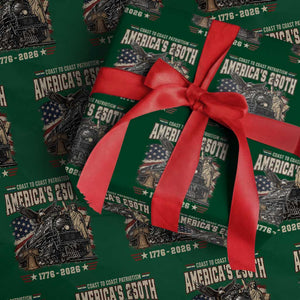 Steam Locomotive Train USA 250th Anniversary Wrapping Paper Roll Coast To Coast Patriotism Liberty American Flag TS11 Green Print Your Wear