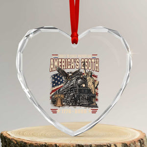 Steam Locomotive Train USA 250th Anniversary Heart Crystal Glass Ornament Coast To Coast Patriotism Liberty American Flag TS11 Transparent Glass 3'' Heart Print Your Wear