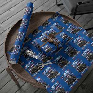 Steam Steel Freedom Stainless American Spirit Wrapping Paper Roll 250 Years USA Railroad Legend Patriotic Military Jet Flyover Graphic