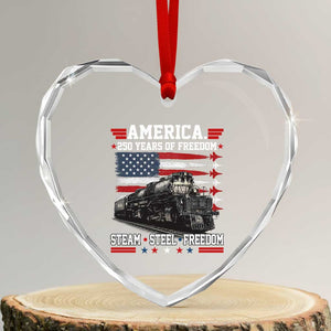 Steam Steel Freedom Stainless American Spirit Heart Crystal Glass Ornament 250 Years USA Railroad Legend Patriotic Military Jet Flyover Graphic