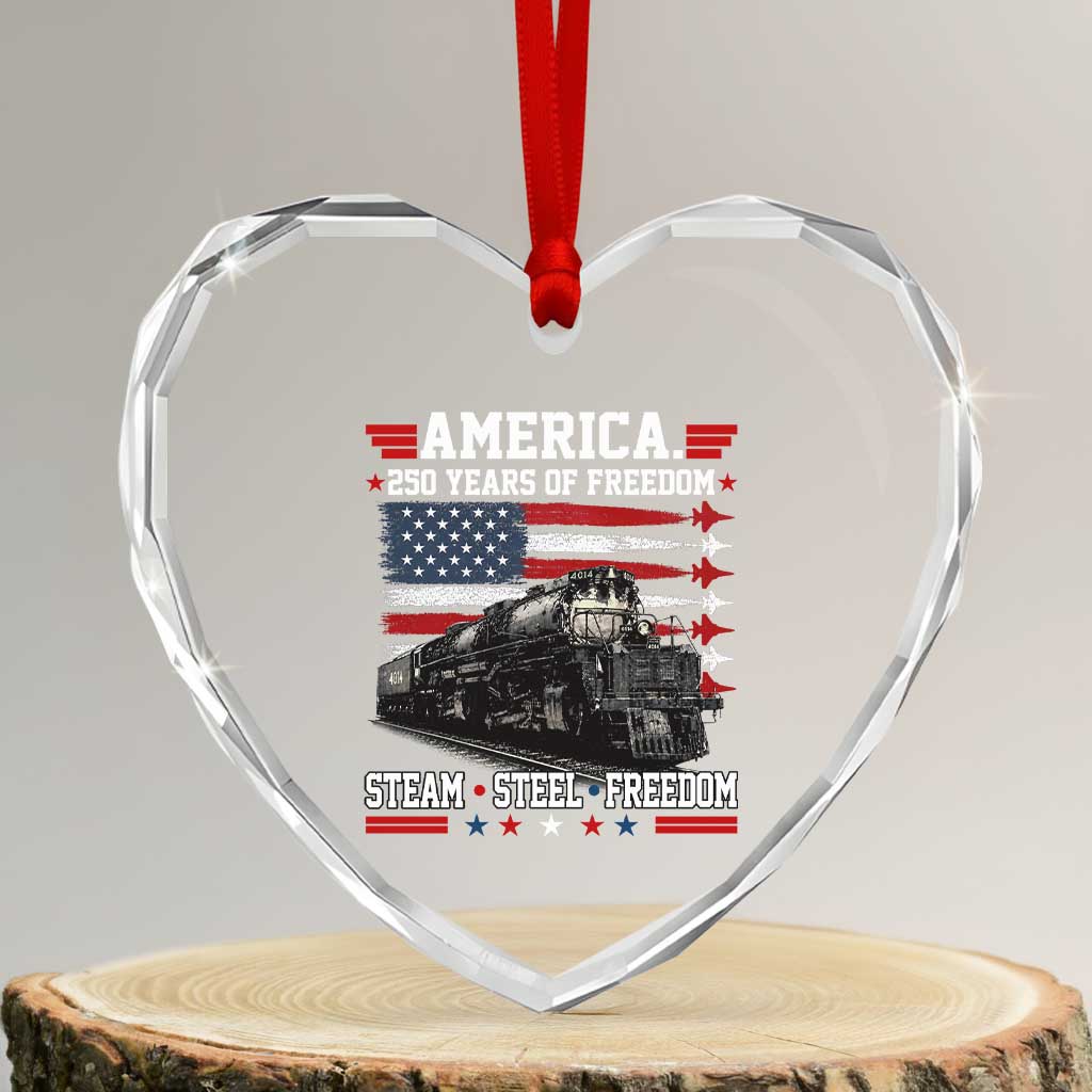 Steam Steel Freedom Stainless American Spirit Heart Crystal Glass Ornament 250 Years USA Railroad Legend Patriotic Military Jet Flyover Graphic TS02 Transparent Glass 3'' Heart Print Your Wear