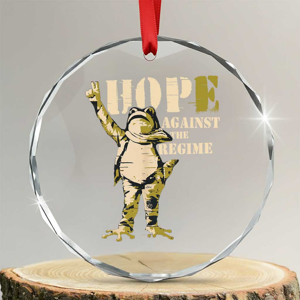 Stencil Protest Frog Crystal Glass Ornament Hope Against the Regime Portland Inflatable Resistance - Print Your Wear