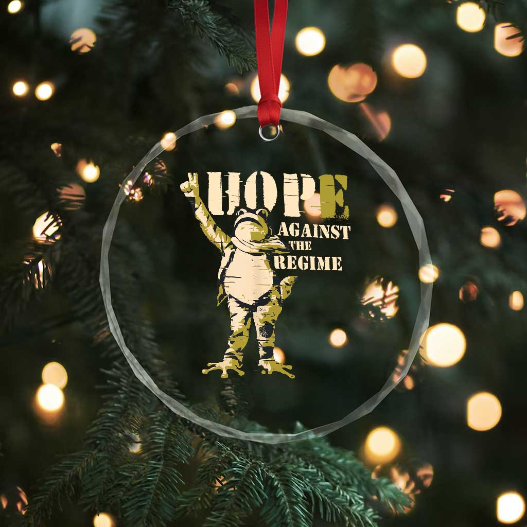 Stencil Protest Frog Crystal Glass Ornament Hope Against the Regime Portland Inflatable Resistance TS02 Print Your Wear