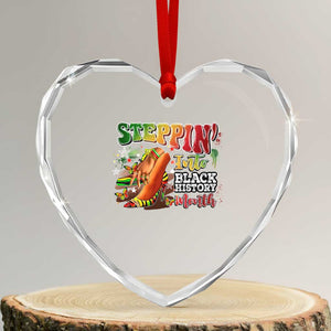 Steppin' Into Black History Month Heart Crystal Glass Ornament African American Month Proud Melanin TS11 Transparent Glass 3'' Heart Print Your Wear
