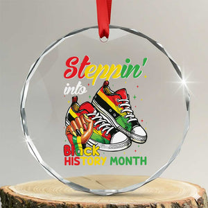 Stepping Into Black History Month Crystal Glass Ornament Black Girls Sneakers TS02 Transparent Glass 3'' Circle Print Your Wear