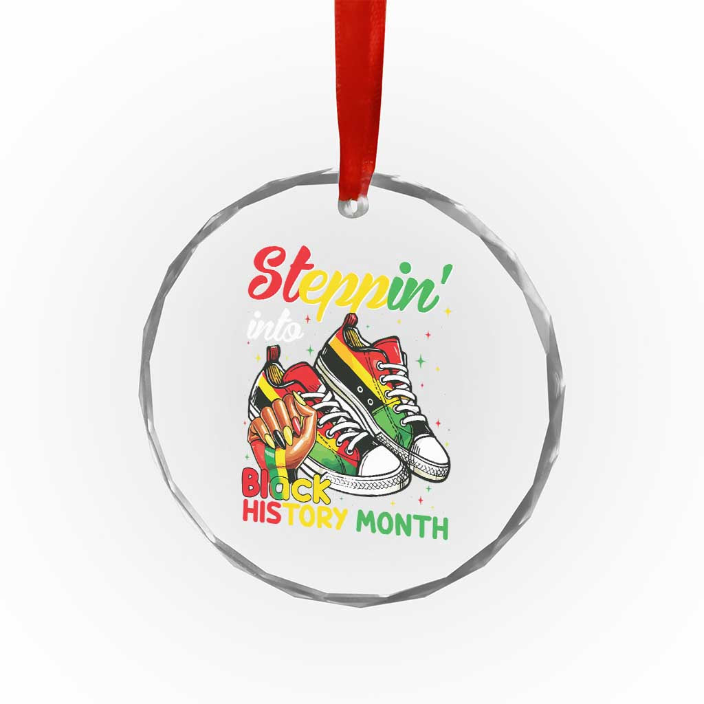 Stepping Into Black History Month Crystal Glass Ornament Black Girls Sneakers TS02 Print Your Wear