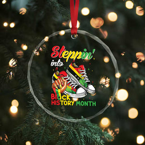Stepping Into Black History Month Crystal Glass Ornament Black Girls Sneakers TS02 Print Your Wear