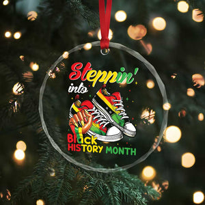Stepping Into Black History Month Crystal Glass Ornament Black Girls Sneakers TS02 Print Your Wear