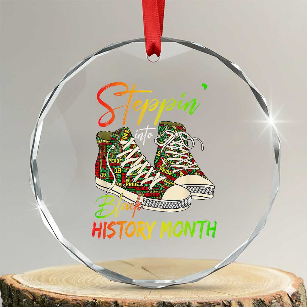Stepping Into Black History Month Crystal Glass Ornament Sneakers TS02 Transparent Glass 3'' Circle Print Your Wear