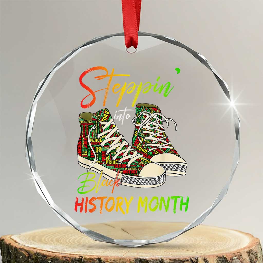 Stepping Into Black History Month Crystal Glass Ornament Sneakers TS02 Transparent Glass 3'' Circle Print Your Wear