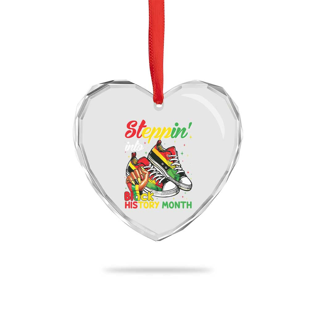 Stepping Into Black History Month Heart Crystal Glass Ornament Black Girls Sneakers TS02 Print Your Wear