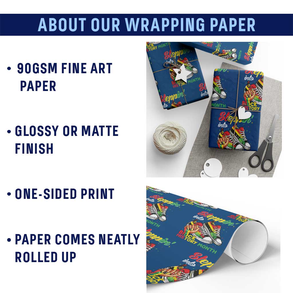 Stepping Into Black History Month Wrapping Paper Roll Black Girls Sneakers TS02 Print Your Wear