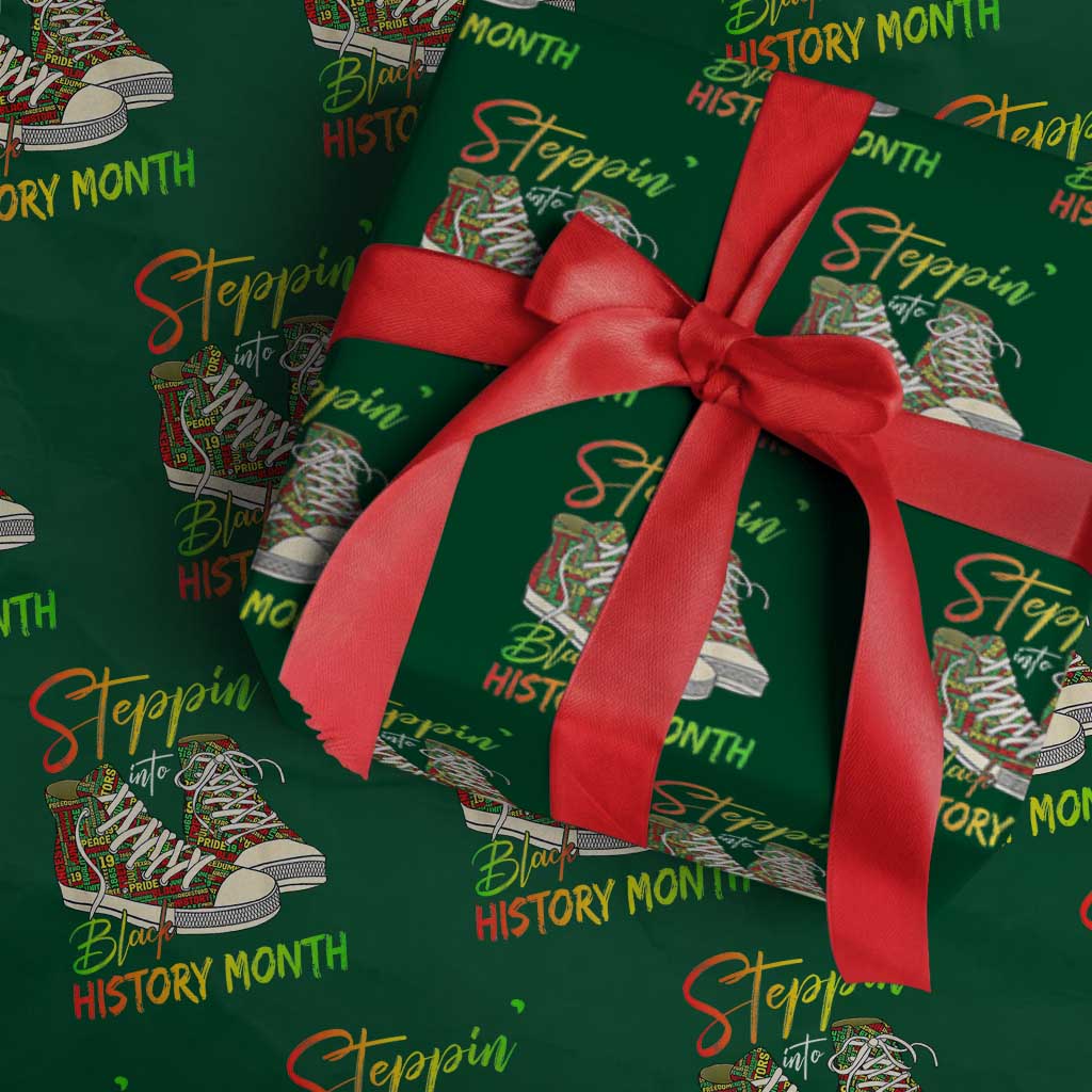 Stepping Into Black History Month Wrapping Paper Roll Sneakers TS02 Green Print Your Wear