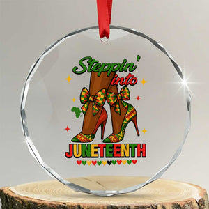 Stepping Into Juneteenth Crystal Glass Ornament Afro Diva High with African Pride TS02 Transparent Glass 3'' Circle Print Your Wear