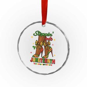 Stepping Into Juneteenth Crystal Glass Ornament Afro Diva High with African Pride TS02 Print Your Wear