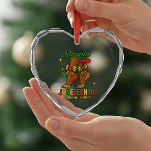 Stepping Into Juneteenth Heart Crystal Glass Ornament Afro Diva High with African Pride TS02 Print Your Wear