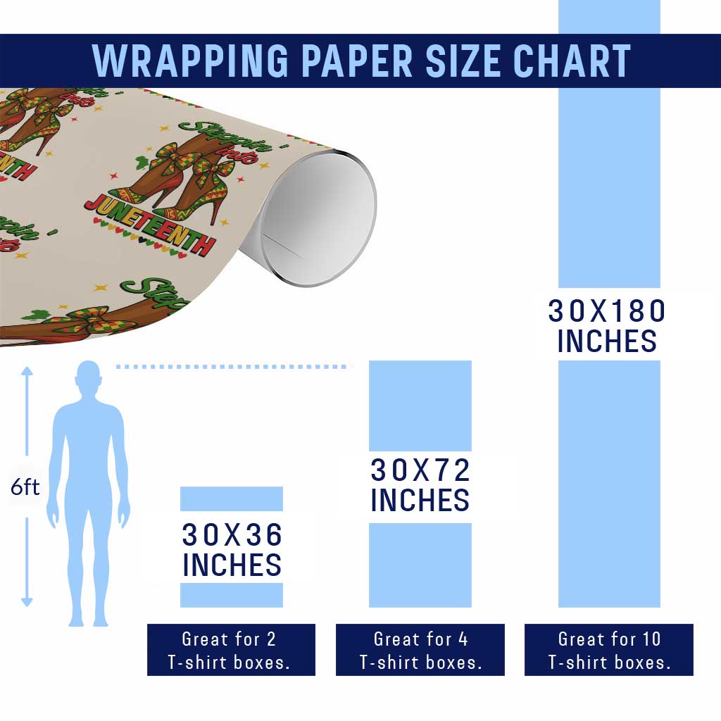 Stepping Into Juneteenth Wrapping Paper Roll Afro Diva High with African Pride TS02 Print Your Wear