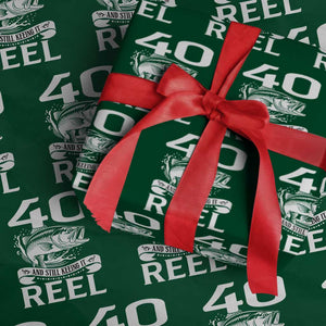 Still Keeping It Reel At 40 Wrapping Paper Roll Fisherman Birthday Gift TS12 Green Print Your Wear