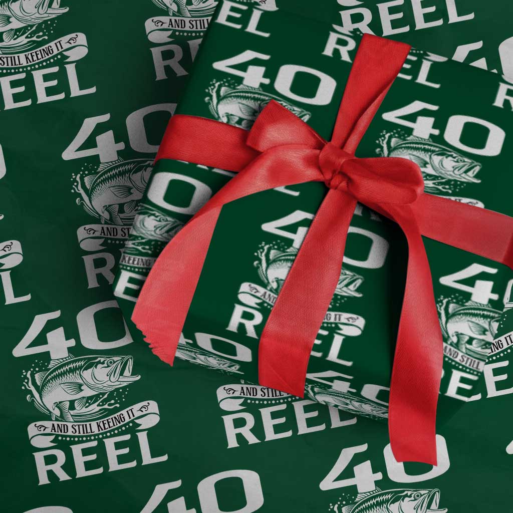 Still Keeping It Reel At 40 Wrapping Paper Roll Fisherman Birthday Gift TS12 Green Print Your Wear
