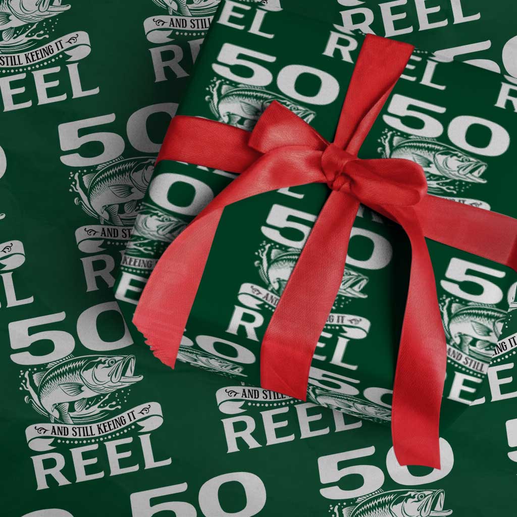 Still Keeping It Reel At 50 Wrapping Paper Roll Fisherman Birthday Gift TS12 Green Print Your Wear