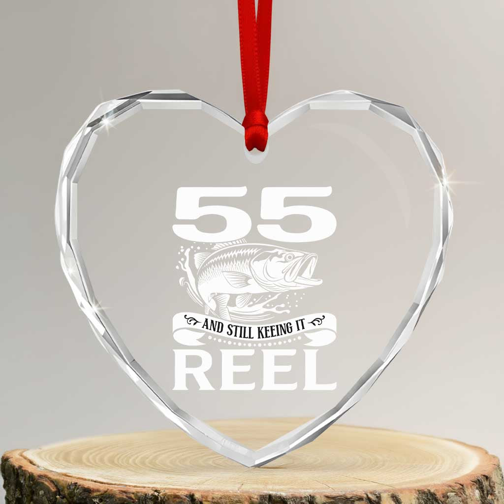 Still Keeping It Reel At 55 Heart Crystal Glass Ornament Fisherman Birthday Gift TS12 Transparent Glass 3'' Heart Print Your Wear