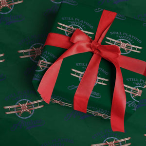 Still Playing With Airplane Wrapping Paper Roll Aviation Lover Airline Pilot TS14 Green Print Your Wear