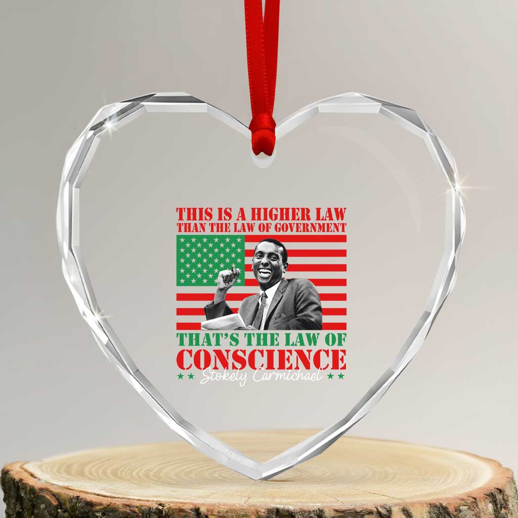 Stokely Carmichael Heart Crystal Glass Ornament That's The Law Of Conscience American Flag TS11 Transparent Glass 3'' Heart Print Your Wear