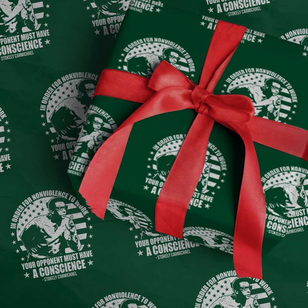 Stokely Carmichael Quote Wrapping Paper Roll In Order For Nonviolence To Work Your Opponent Must Have A Conscience TS11 Green Print Your Wear