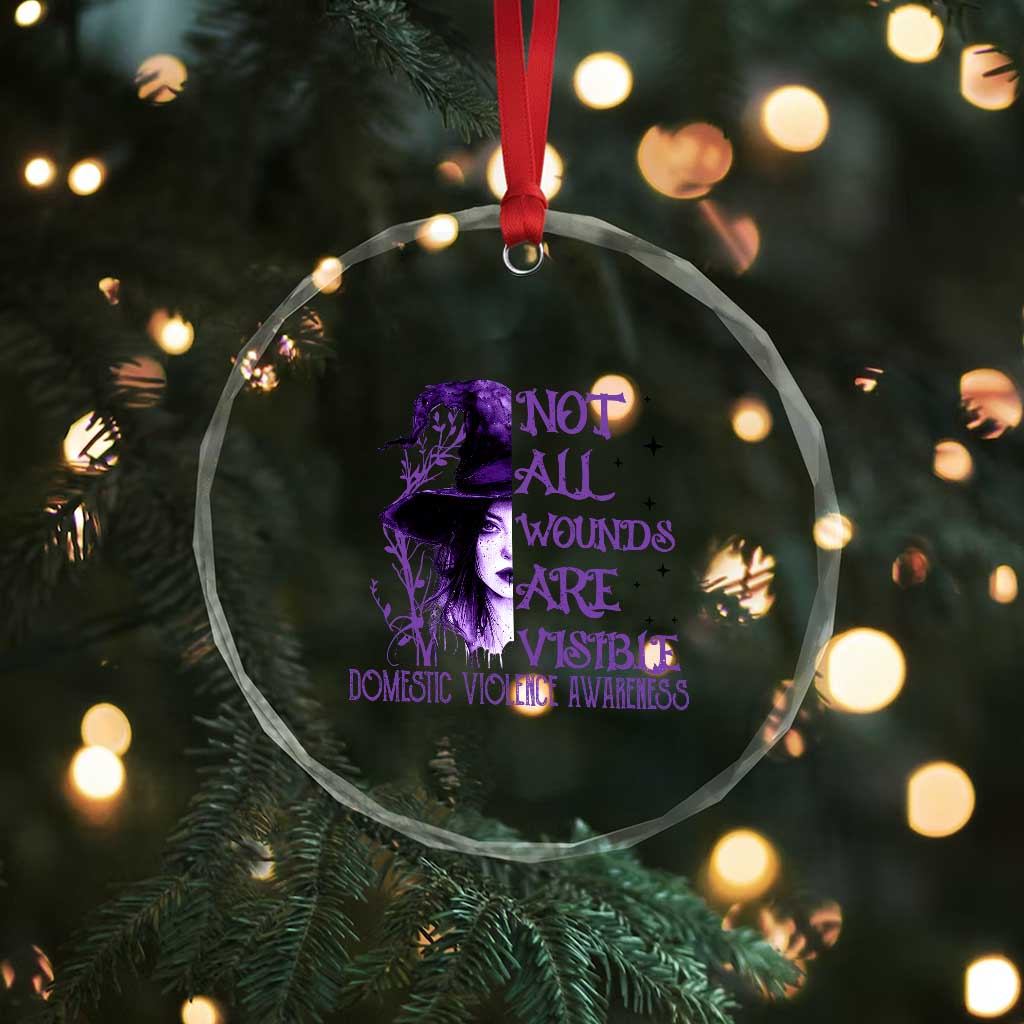 Stop Domestic Violence Crystal Glass Ornament Purple Ribbon Witch Graphic Witchy Feminist TS10 Print Your Wear