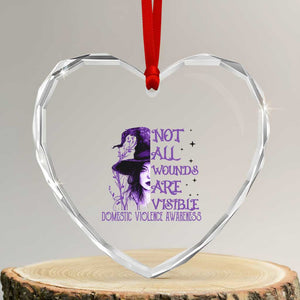 Stop Domestic Violence Heart Crystal Glass Ornament Purple Ribbon Witch Graphic Witchy Feminist TS10 Transparent Glass 3'' Heart Print Your Wear