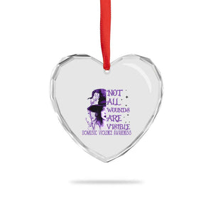 Stop Domestic Violence Heart Crystal Glass Ornament Purple Ribbon Witch Graphic Witchy Feminist TS10 Print Your Wear