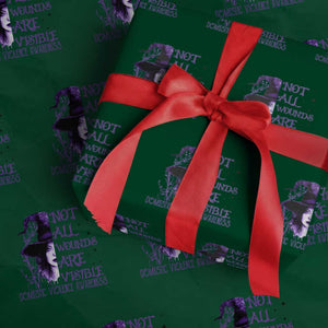 Stop Domestic Violence Wrapping Paper Roll Purple Ribbon Witch Graphic Witchy Feminist TS10 Green Print Your Wear