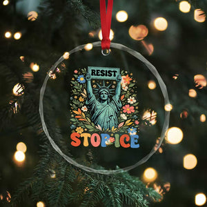 Stop ICE Crystal Glass Ornament Funny Statue of Liberty Boho Floral Resist Retro TS10 Print Your Wear