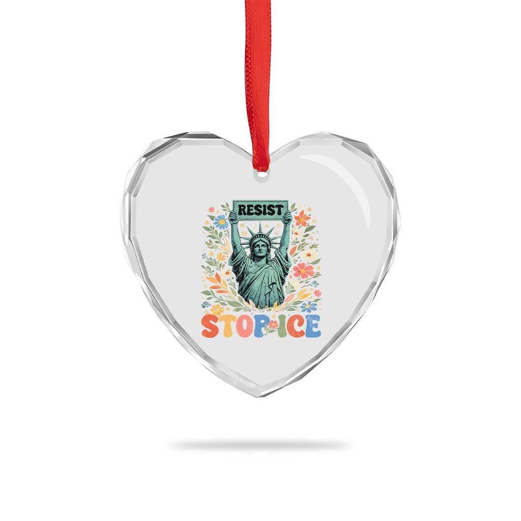 Stop ICE Heart Crystal Glass Ornament Funny Statue of Liberty Boho Floral Resist Retro TS10 Print Your Wear