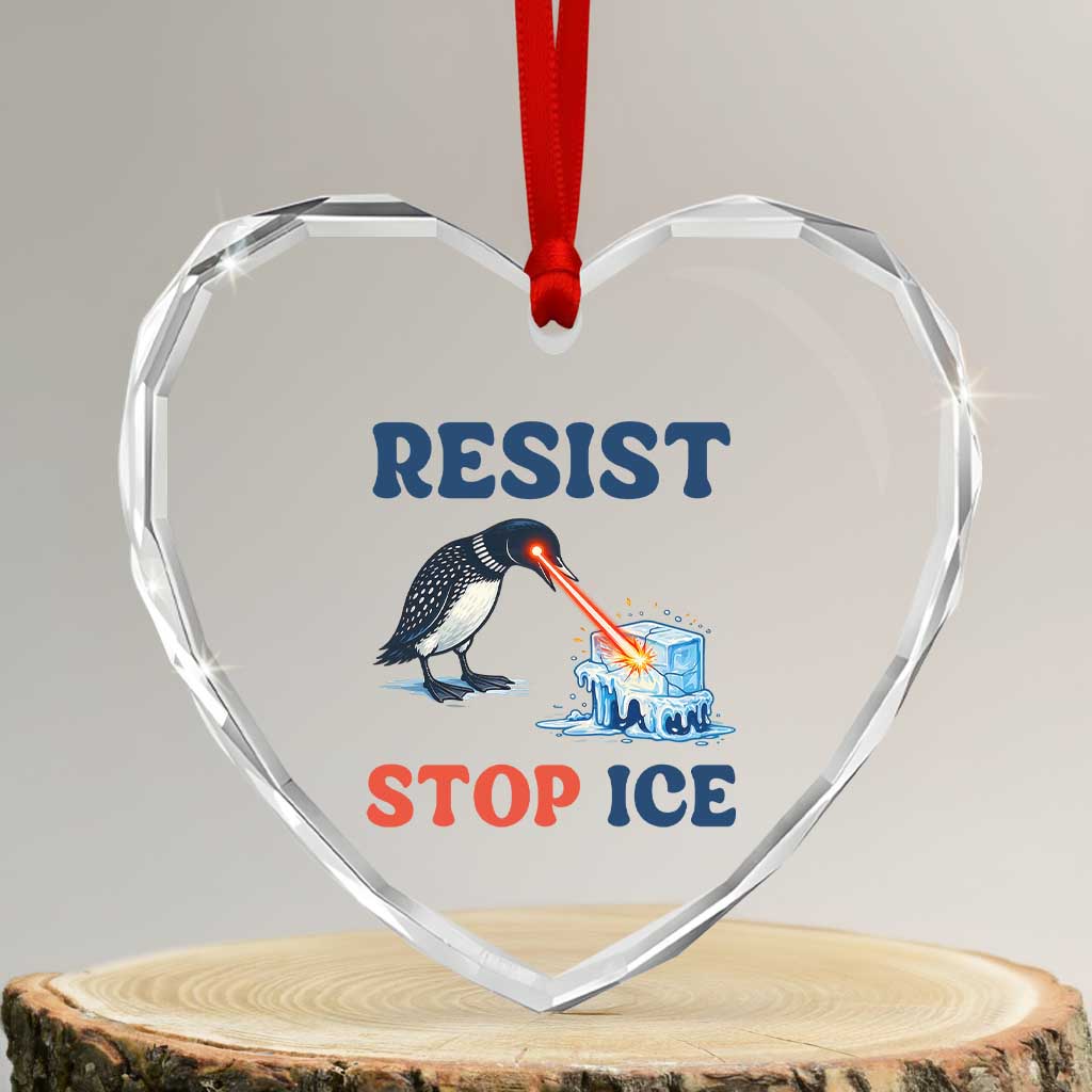 Stop ICE Heart Crystal Glass Ornament Minnesota Resist Anti ICE Immigration Protest TS14 Transparent Glass 3'' Heart Print Your Wear