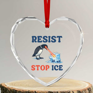 Stop ICE Heart Crystal Glass Ornament Minnesota Resist Anti ICE Immigration Protest TS14 Transparent Glass 3'' Heart Print Your Wear