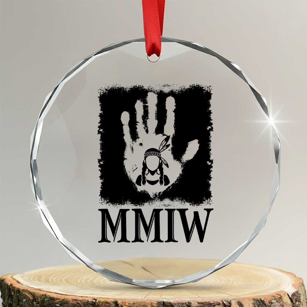 Stop MMIW Crystal Glass Ornament Voices For Stolen Sisters Red Handprint Graphic TS12 Transparent Glass 3'' Circle Print Your Wear