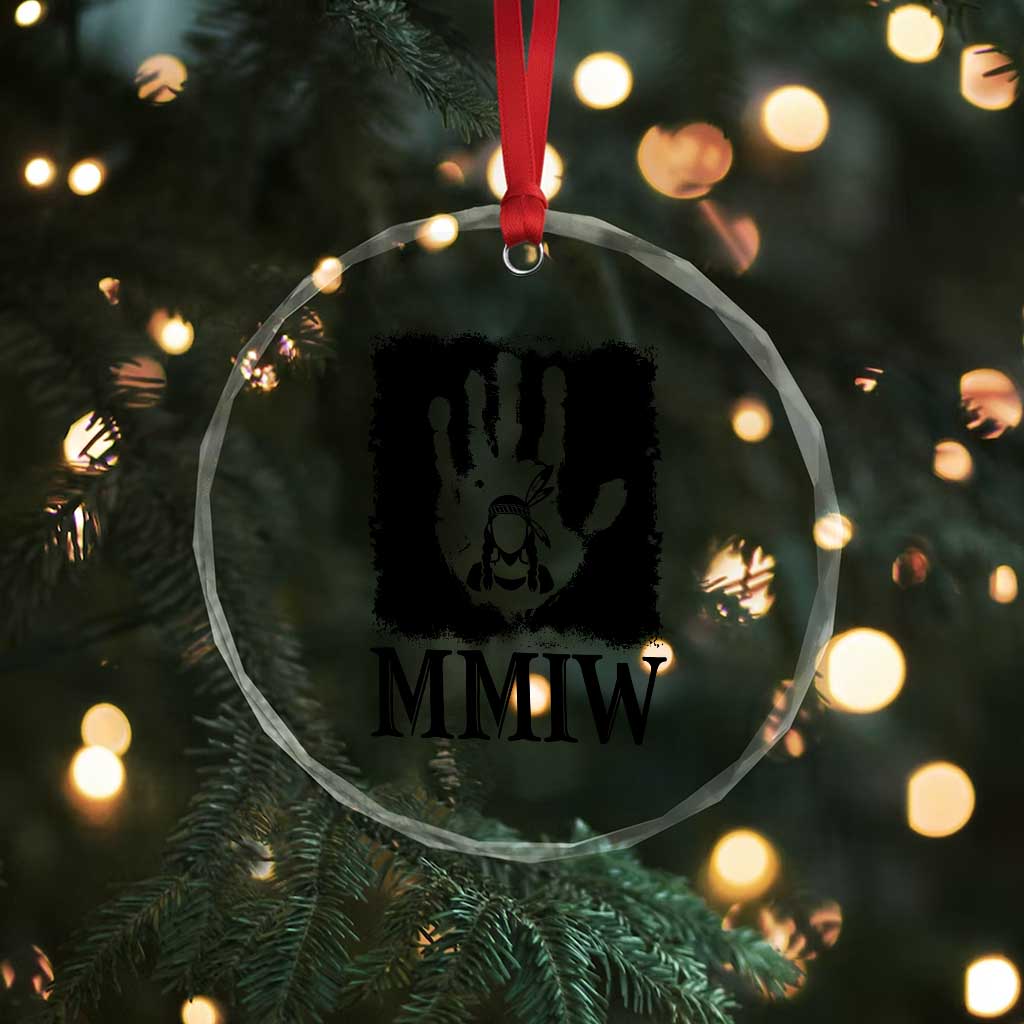 Stop MMIW Crystal Glass Ornament Voices For Stolen Sisters Red Handprint Graphic TS12 Print Your Wear