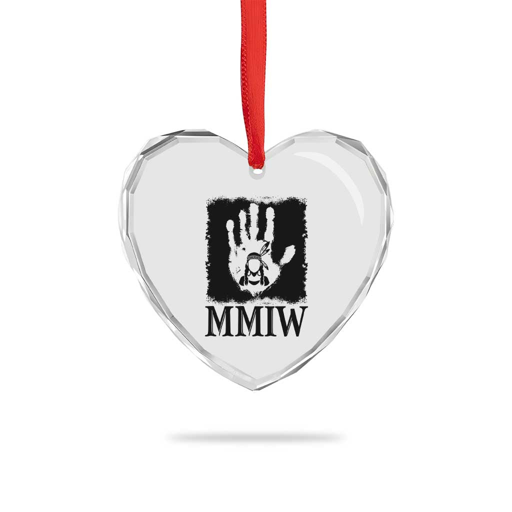 Stop MMIW Heart Crystal Glass Ornament Voices For Stolen Sisters Red Handprint Graphic TS12 Print Your Wear