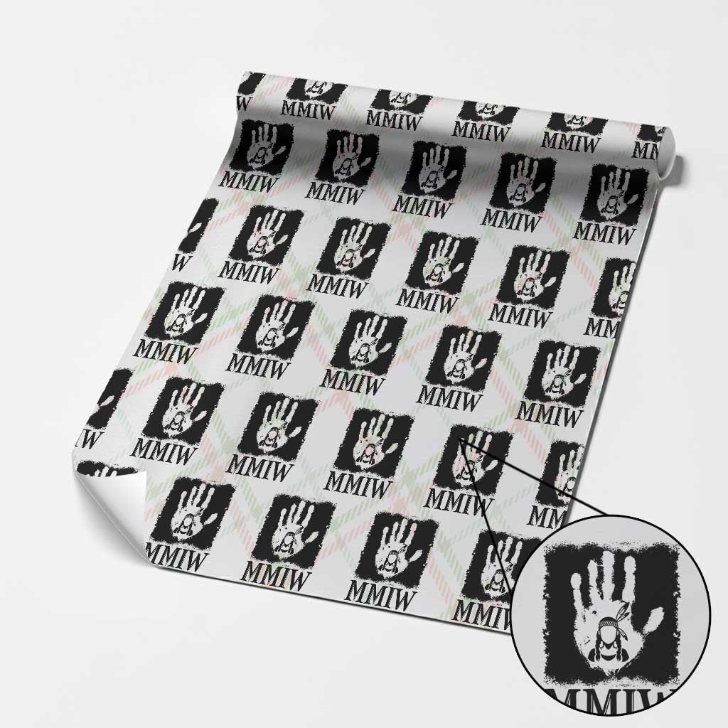 Stop MMIW Wrapping Paper Roll Voices For Stolen Sisters Red Handprint Graphic TS12 Christmas Plaid Print Your Wear