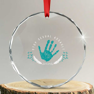 Stop Sexual Assault Awareness Survivor Crystal Glass Ornament TS14 Transparent Glass 3'' Circle Print Your Wear