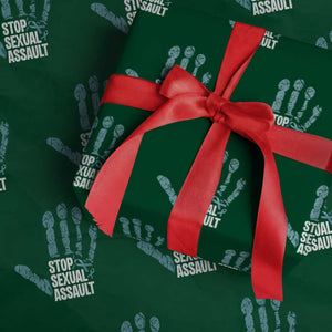 Stop Sexual Assault Wrapping Paper Roll Teal Ribbon Hand TS14 Green Print Your Wear