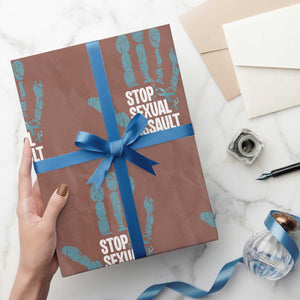 Stop Sexual Assault Wrapping Paper Roll Teal Ribbon Hand TS14 Mocha Print Your Wear