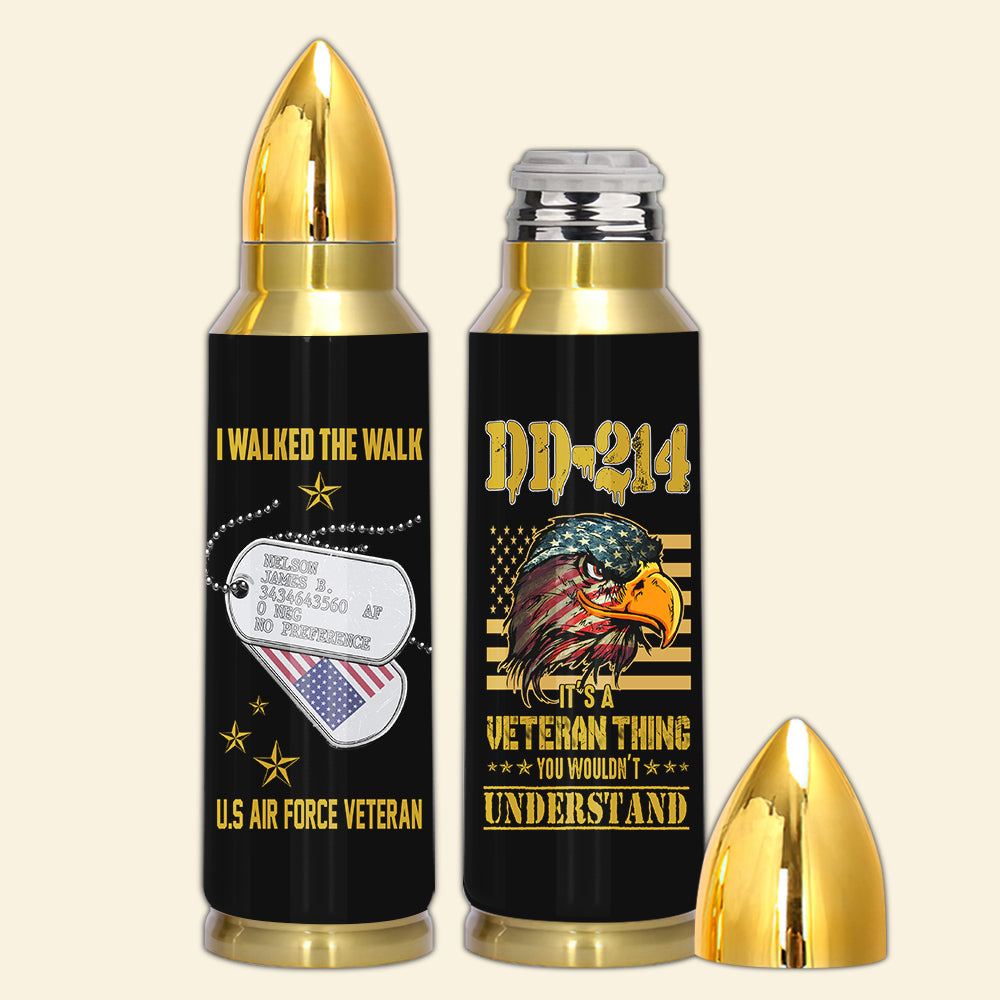 Personalized Veteran Bullet Tumbler I Walked The Walk American Eagles CTM Printyourwear