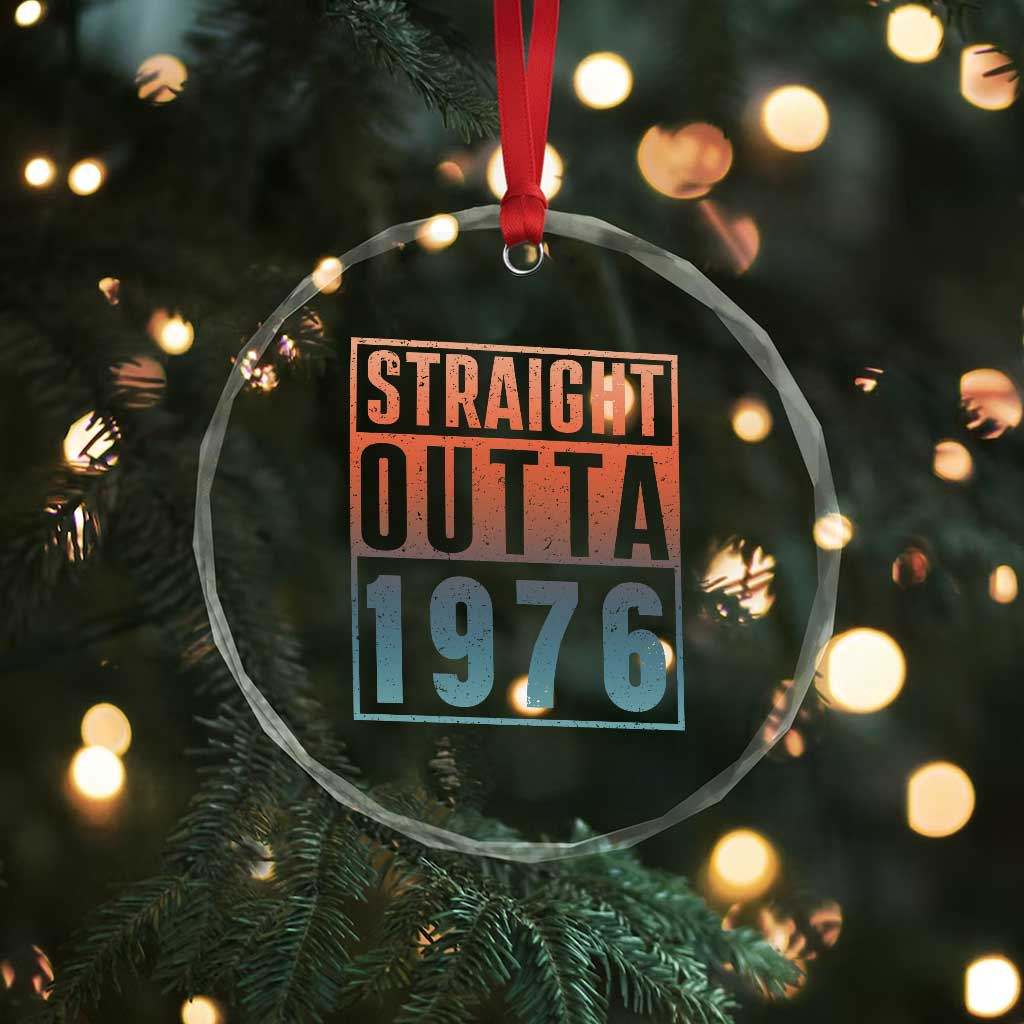 Straight Outta 1976 Crystal Glass Ornament Funny 50th Birthday Retro Neon Gradient Effect Printing TS02 Print Your Wear