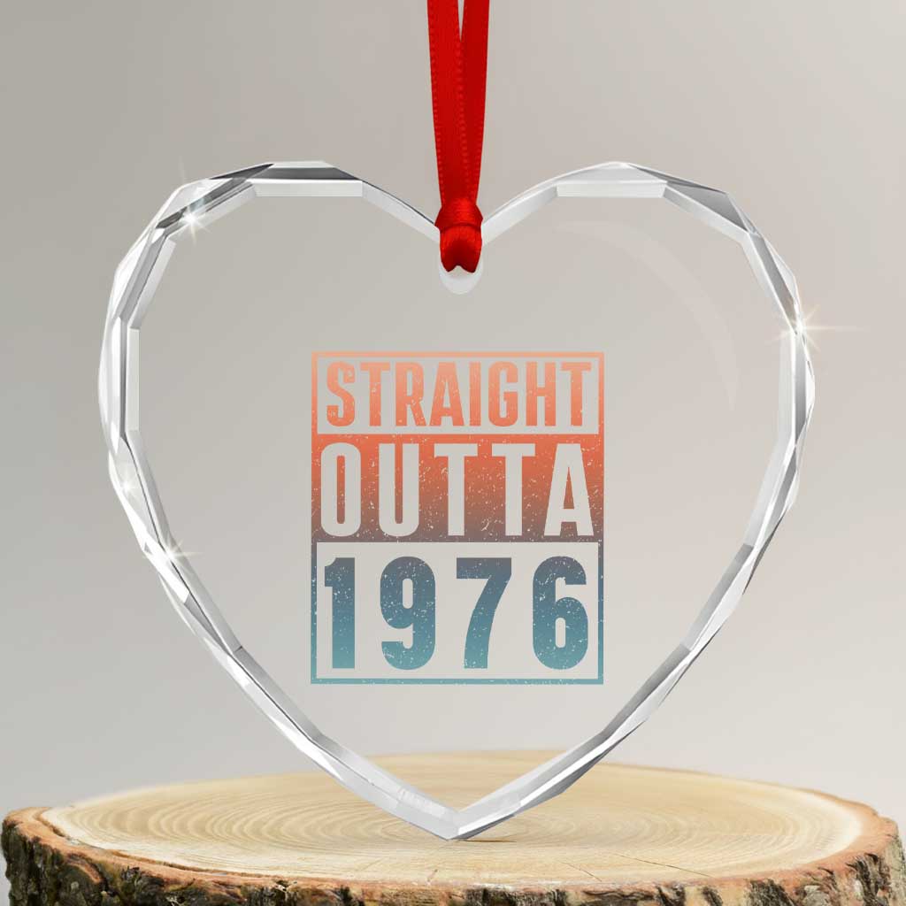 Straight Outta 1976 Heart Crystal Glass Ornament Funny 50th Birthday Retro Neon Gradient Effect Printing TS02 Transparent Glass 3'' Heart Print Your Wear
